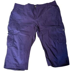 PENNINGTONS Purple Cargo Capri Pants Elastic Waistband Summer Plus Size 26